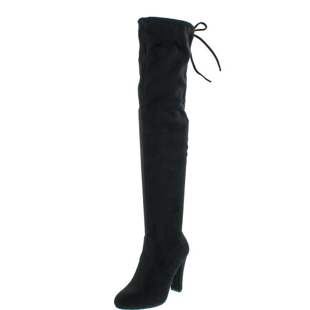 Women's Ladies Pointy Toe Block Heels Over The Knee Stretch Thigh High Boots D